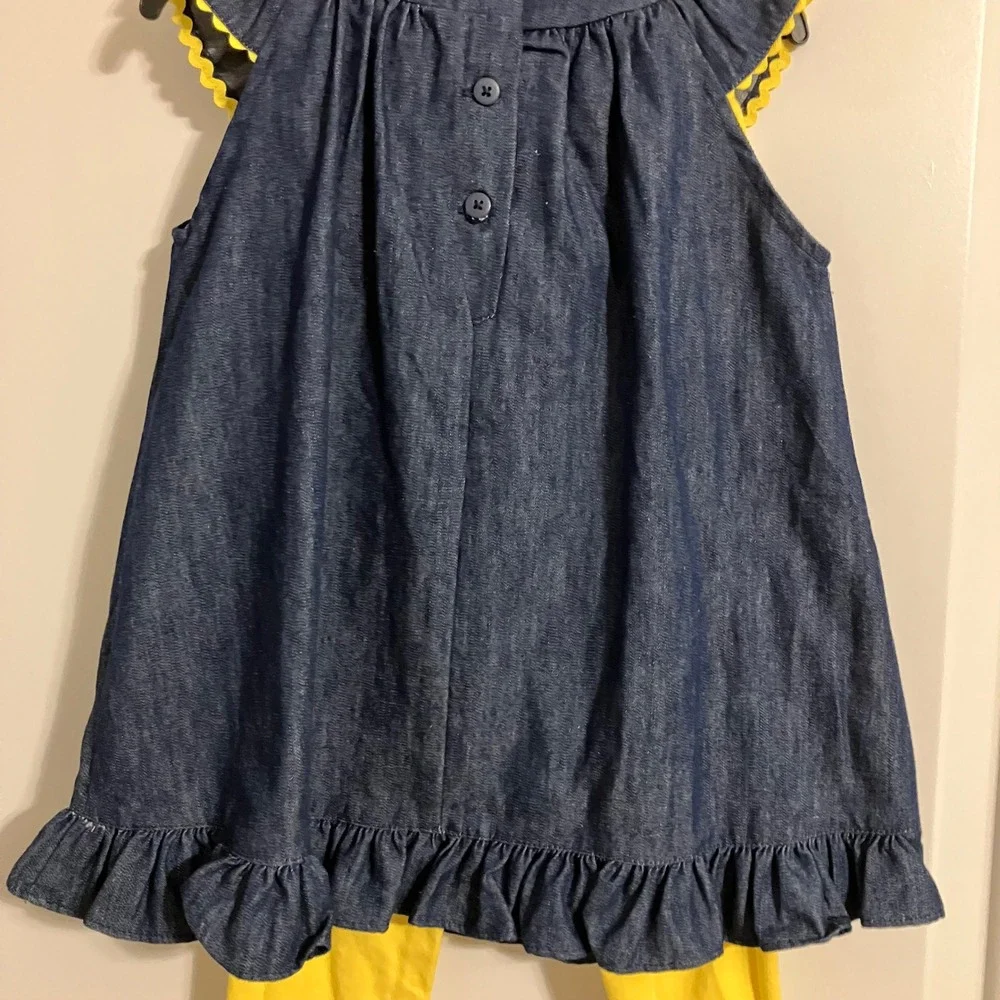 Good Lad Toddler Girls 4T Chambray Flower Applique Tunic and Leggings Set Yellow